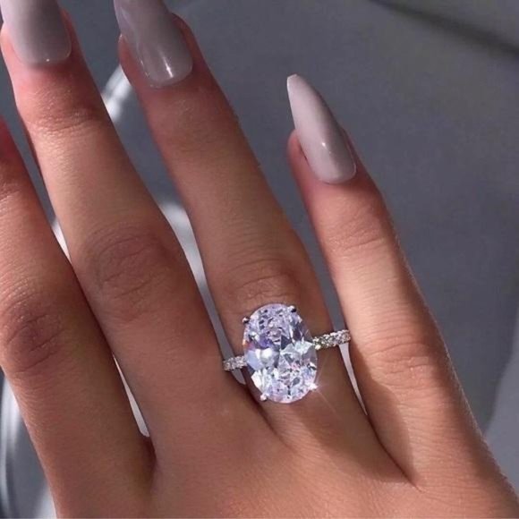 Jewelry - 18K Oval Cut White Sapphire Sterling Silver Ring